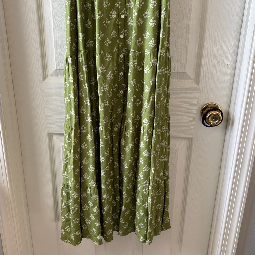 Patrons of Peace Green White Floral Spaghetti-Strap Maxi Dress - Picture 3 of 8